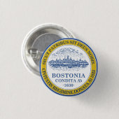Badge Rond 2,50 Cm Drapeau de Boston, Massachusetts (Devant & derrière)