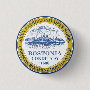 Badge Rond 2,50 Cm Drapeau de Boston, Massachusetts
