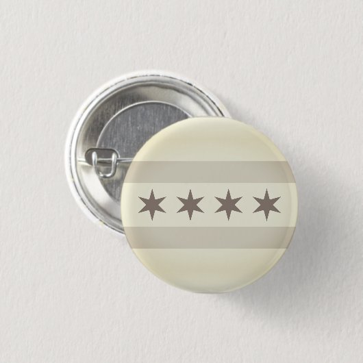 Badge Rond 2,50 Cm Drapeau de Chicago Noir (Devant & derrière)