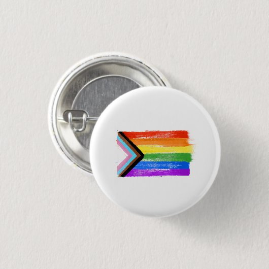 Badge Rond 2,50 Cm Drapeau de fierté du progrès peint (Devant & derrière)