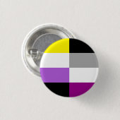 Badge Rond 2,50 Cm Drapeau de fierté dual asexeul non binaire (Devant & derrière)