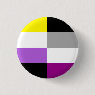 Badge Rond 2,50 Cm Drapeau de fierté dual asexeul non binaire