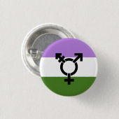 Badge Rond 2,50 Cm Drapeau de fierté genderqueer (Devant & derrière)