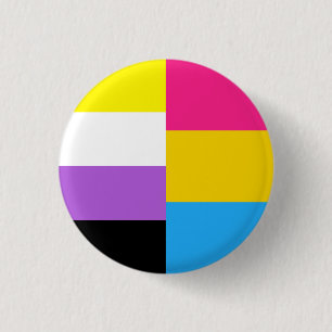 Badge Rond 2,50 Cm Drapeau de fierté pansexuelle non binaire double