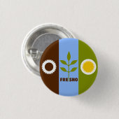 Badge Rond 2,50 Cm Drapeau de Fresno, Californie (Devant & derrière)