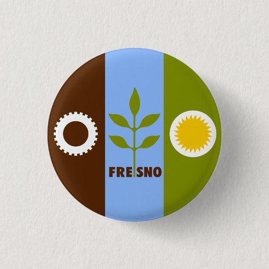 Badge Rond 2,50 Cm Drapeau de Fresno, Californie (Devant)