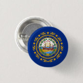 Badge Rond 2,50 Cm Drapeau de Granite Stater, Drapeau du New Hampshir (Devant & derrière)