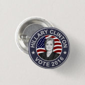 Badge Rond 2,50 Cm Drapeau de Hillary Clinton USA (Devant & derrière)