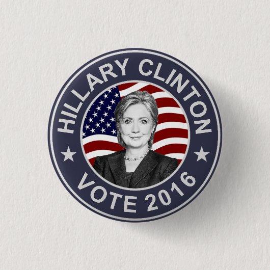 Badge Rond 2,50 Cm Drapeau de Hillary Clinton USA (Devant)