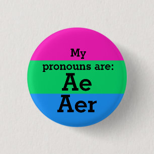 Badge Rond 2,50 Cm Drapeau de la polysexualité avec Ae/Aer Pronouns