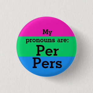 Badge Rond 2,50 Cm Drapeau de la polysexualité avec bouton des pronom