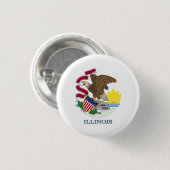 Badge Rond 2,50 Cm Drapeau de l'État de l'Illinois (Devant & derrière)