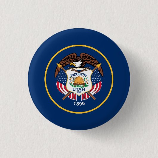 Badge Rond 2,50 Cm Drapeau de l'État de l'Utah (Devant)