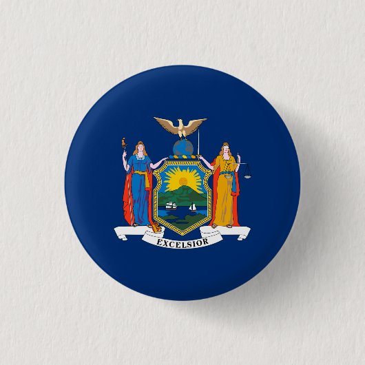 Badge Rond 2,50 Cm Drapeau de l'État de New York (Devant)