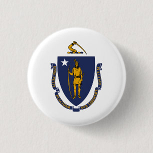 Badge Rond 2,50 Cm Drapeau de l'État du Massachusetts