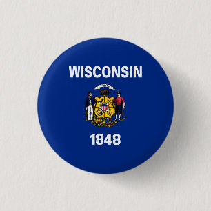 Badge Rond 2,50 Cm Drapeau de l'État du Wisconsin