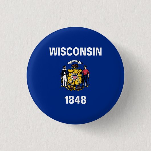 Badge Rond 2,50 Cm Drapeau de l'État du Wisconsin (Devant)