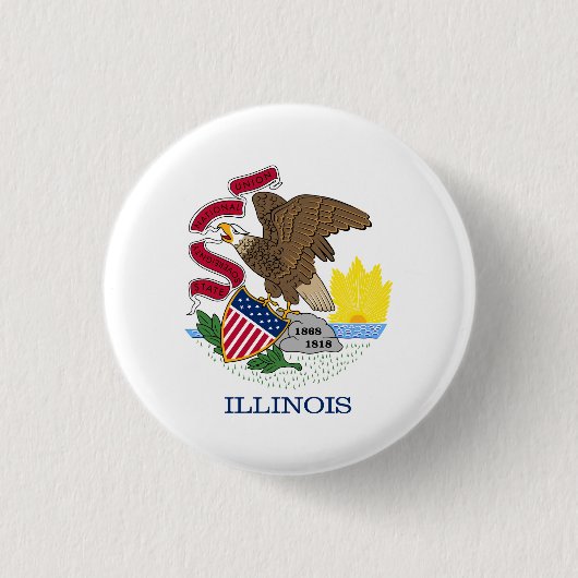 Badge Rond 2,50 Cm Drapeau de l'Illinois (Devant)