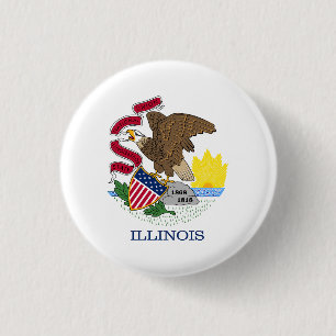 Badge Rond 2,50 Cm Drapeau de l'Illinois
