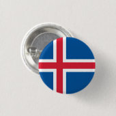 Badge Rond 2,50 Cm Drapeau de l'Islande (Devant & derrière)