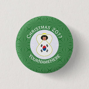 Badge Rond 2,50 Cm Drapeau de Noël ange sud-coréen personnalisé
