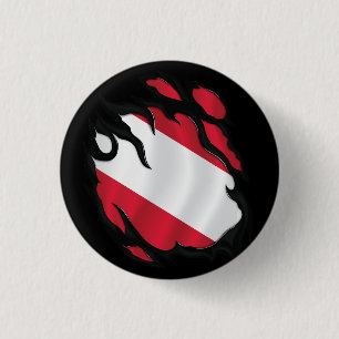 Badge Rond 2,50 Cm Drapeau déchiré d'Autriche