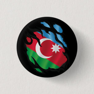 Badge Rond 2,50 Cm Drapeau déchiré d'Azerbaïdjan