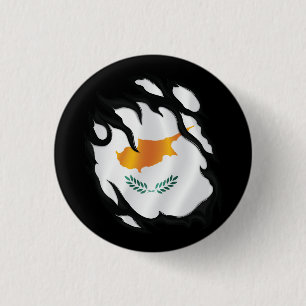 Badge Rond 2,50 Cm Drapeau déchiré de Chypre