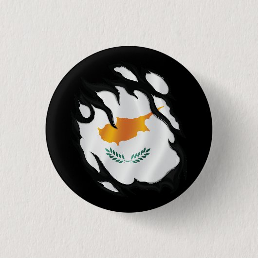 Badge Rond 2,50 Cm Drapeau déchiré de Chypre (Devant)