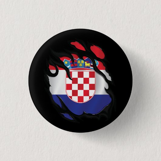 Badge Rond 2,50 Cm Drapeau déchiré de Croatie (Devant)