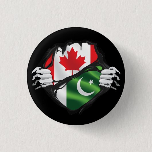 Badge Rond 2,50 Cm Drapeau des racines arrachées aux mains canadienne (Devant)