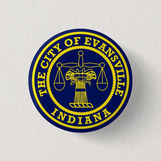 Badge Rond 2,50 Cm Drapeau d'Evansville, Indiana (Devant)