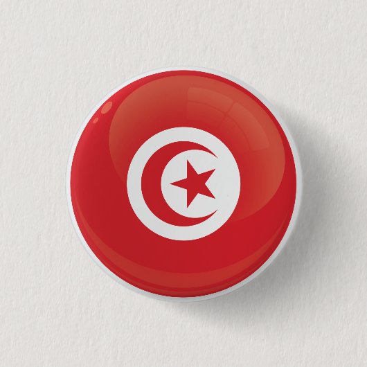 Badge Rond 2,50 Cm Drapeau d'icône rond de Tunisie (Devant)