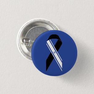Badge Rond 2,50 Cm Drapeau d'Israël ruban noir bleu