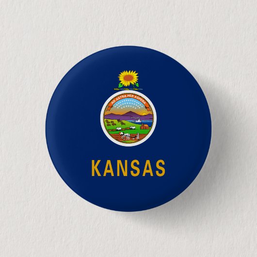 Badge Rond 2,50 Cm Drapeau du Kansan, Drapeau du Kansas (Devant)