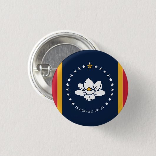 Badge Rond 2,50 Cm Drapeau du Mississippi États-Unis (Devant & derrière)
