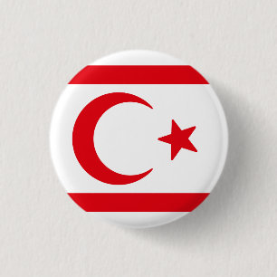 Badge Rond 2,50 Cm Drapeau du nord de Chypre