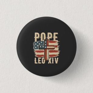 Badge Rond 2,50 Cm Drapeau du Pape Léon XIV Église chrétienne Da Pope