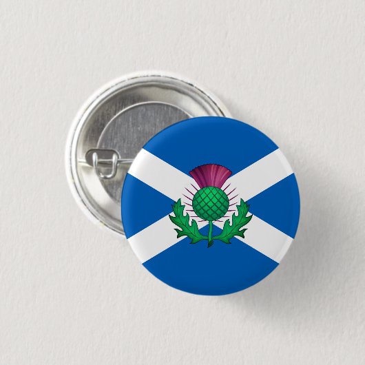 Badge Rond 2,50 Cm Drapeau écossais avec chardon superposé (Devant & derrière)