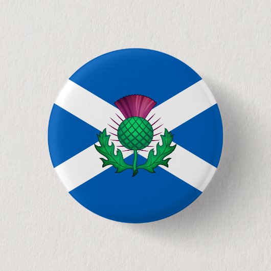 Badge Rond 2,50 Cm Drapeau écossais avec chardon superposé (Devant)