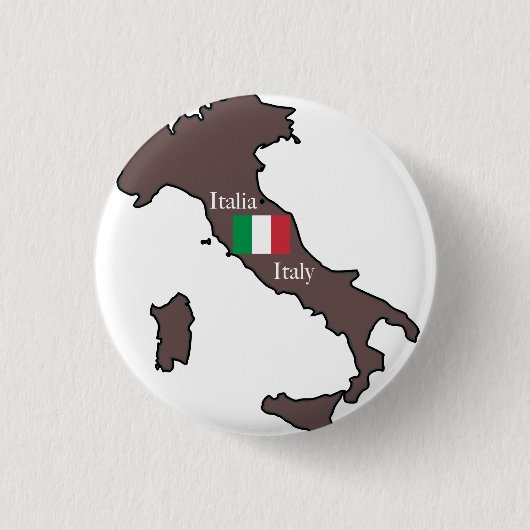 Badge Rond 2,50 Cm Drapeau et carte de l'Italie (Devant)