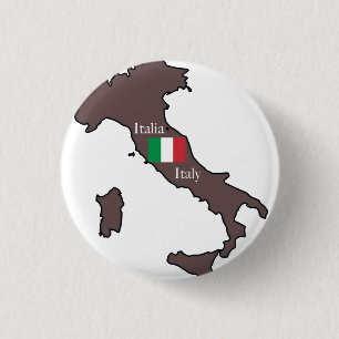 Badge Rond 2,50 Cm Drapeau et carte de l'Italie