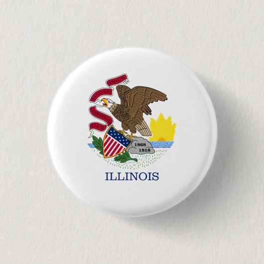 Badge Rond 2,50 Cm Drapeau Illinois, Drapeau de l'Illinois (Devant)