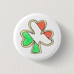 Badge Rond 2,50 Cm Drapeau irlandais St Patrick's Day Shamrock Clover