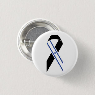 Badge Rond 2,50 Cm Drapeau israélien ruban noir