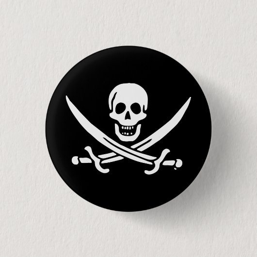 Badge Rond 2,50 Cm Drapeau Jolly roger de pirate (Devant)