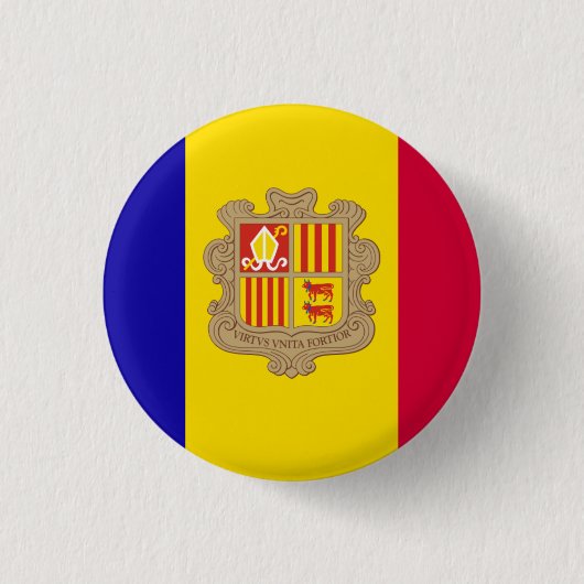 Badge Rond 2,50 Cm Drapeau national d'Andorre (Devant)