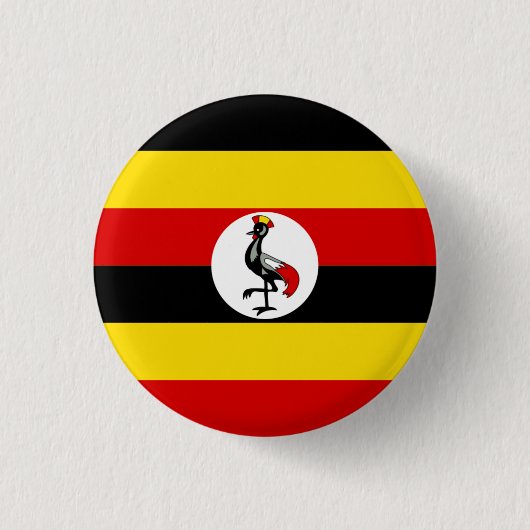 Badge Rond 2,50 Cm Drapeau ougandais, Drapeau de l'Ouganda (Devant)