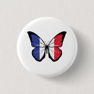 Badge Rond 2,50 Cm Drapeau Papillon France