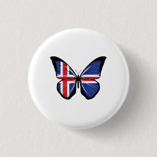 Badge Rond 2,50 Cm Drapeau papillon islandais